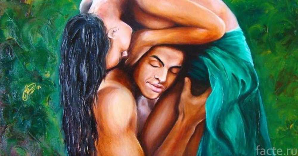 Naked african women and man in love